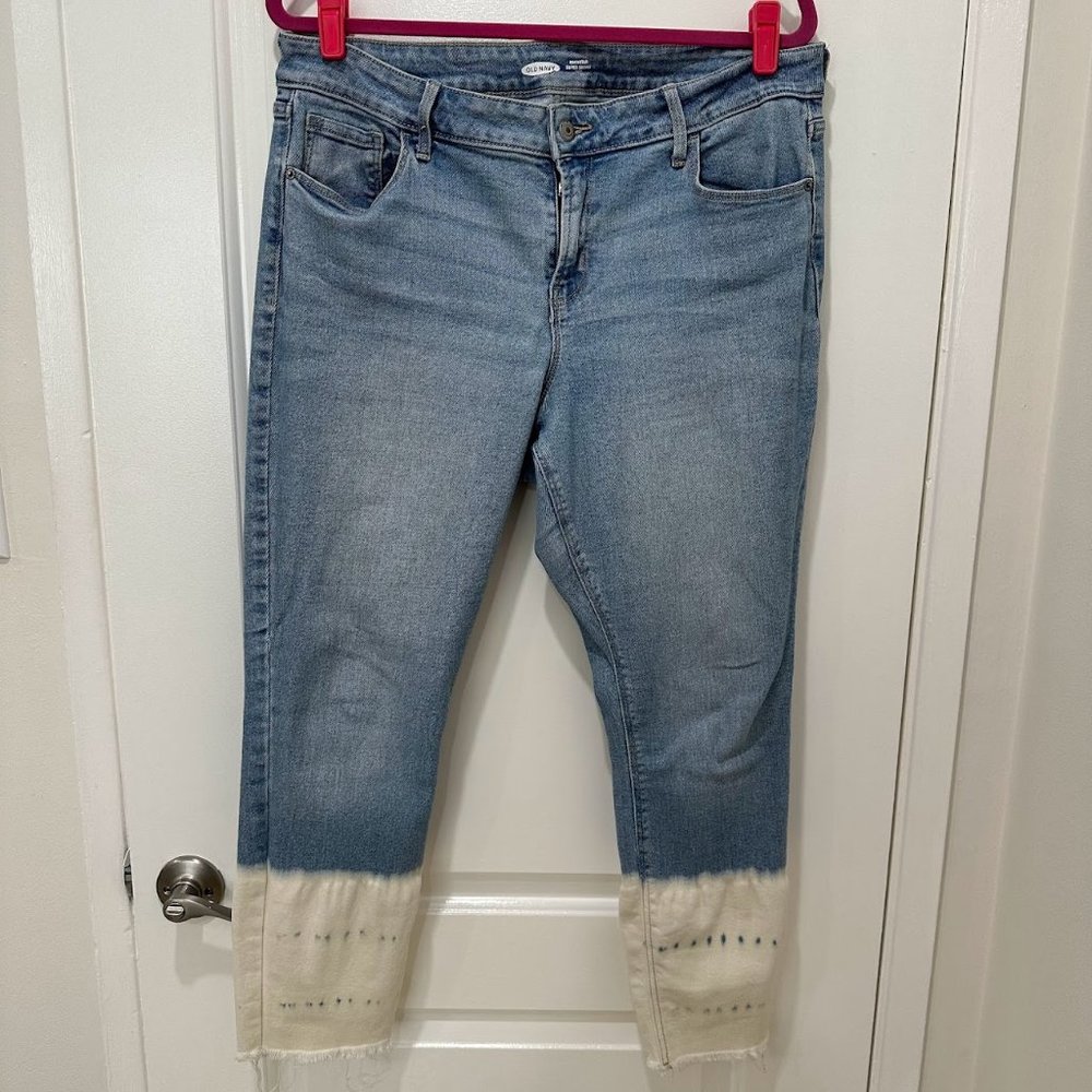 Old Navy Skinny Jeans • Mid-Rise • Washed • Light Blue White